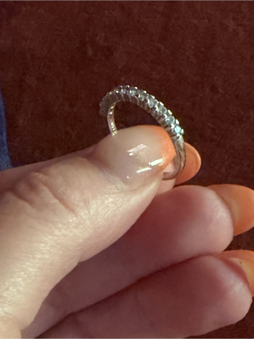 Silver Moissanite Eternity Band, simple band, thin and a classic elegant look.